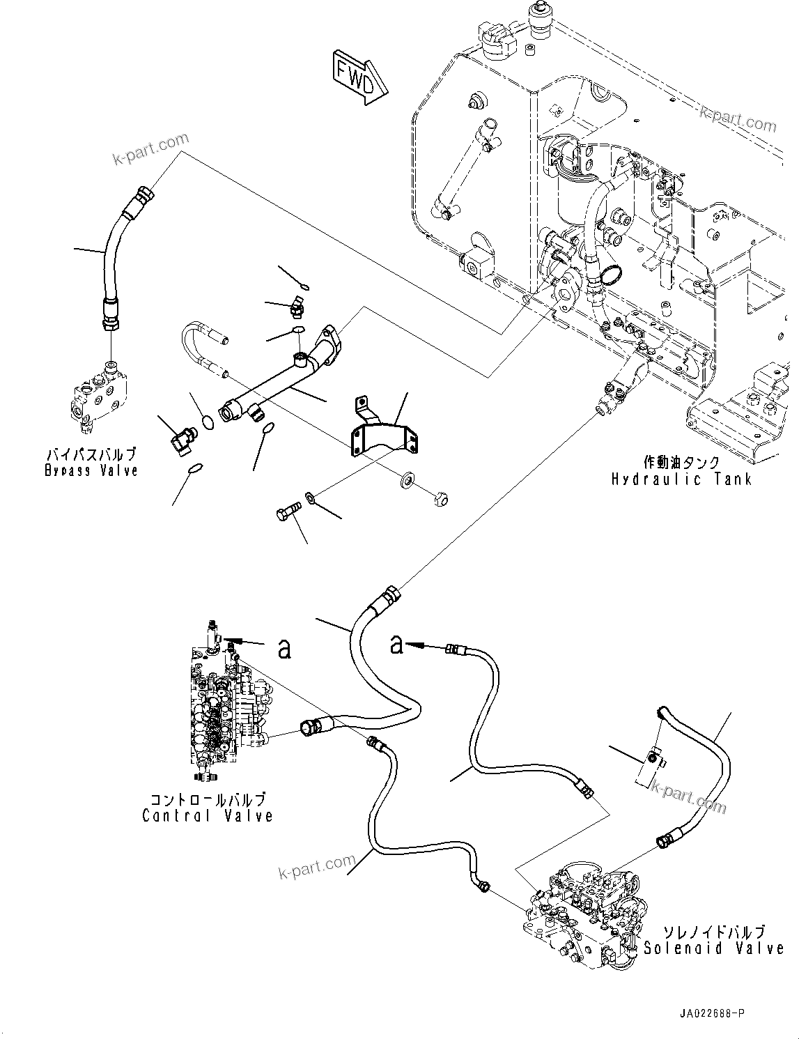 Komatsu parts book diagram for D39PXI-24 S/N 110001-UP: DRAIN PIPING, HYDRAULIC TANK PIPING(#95001-)