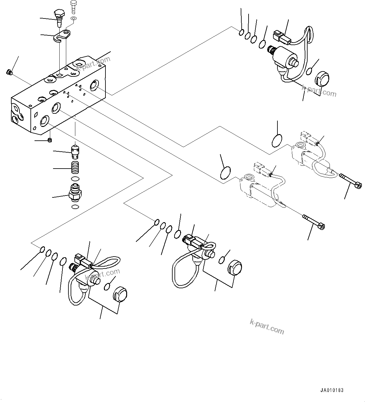 Komatsu parts book diagram for D39PXI-24 S/N 110001-UP: PROPORTIONAL PRESSURE CONTROL (PPC) PIPING, SOLENOID VALVE(#95001-)