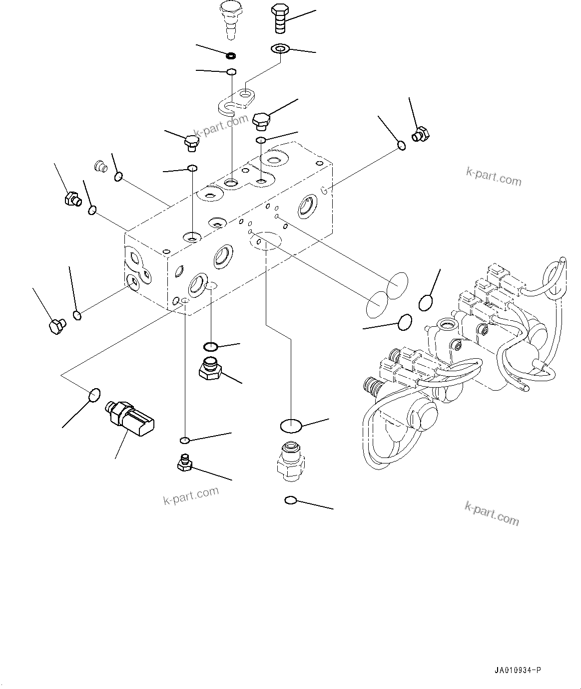 Komatsu parts book diagram for D39PXI-24 S/N 110001-UP: PROPORTIONAL PRESSURE CONTROL (PPC) PIPING, SOLENOID VALVE RELATED PARTS (1/2)(#95001-)