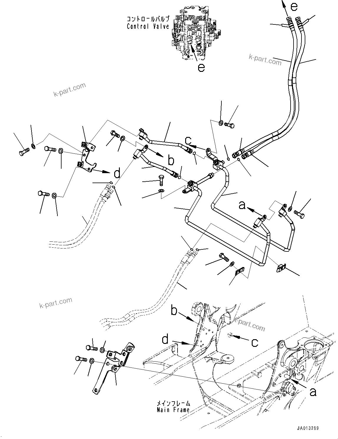 Komatsu parts book diagram for D39PXI-24 S/N 110001-UP: DOZER BLADE ANGLE PIPING, (#95001-)