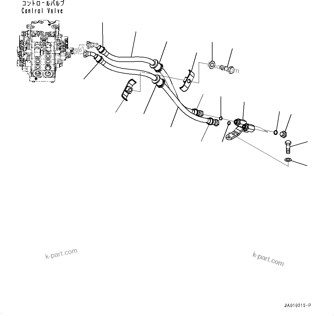 Komatsu parts book diagram for D39PXI-24 S/N 110001-UP: REAR HYDRAULIC PIPING, (#95001-)