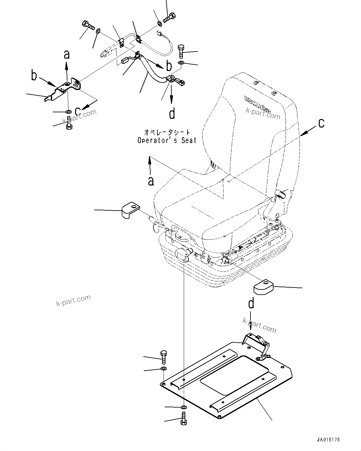 Komatsu parts book diagram for D39PXI-24 S/N 110001-UP: OPERATOR'S SEAT, MOUNTING (FABRIC)(#95001-)