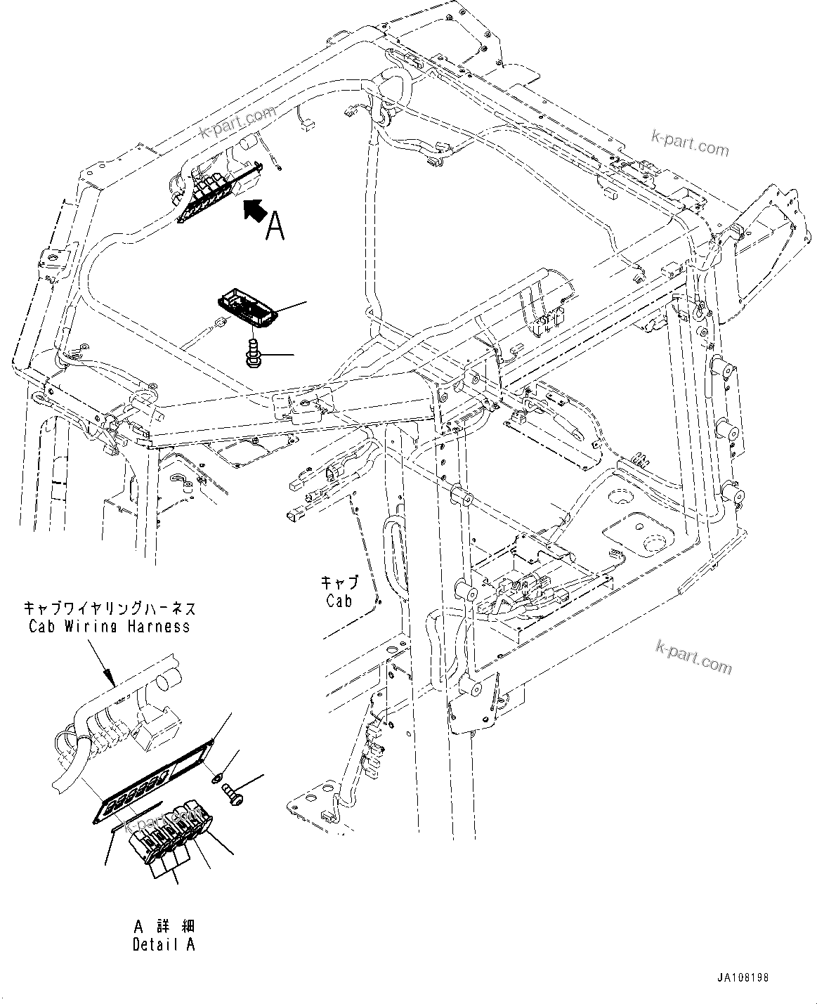 Komatsu parts book diagram for D39PXI-24 S/N 110001-UP: CAB, SWITCH AND LAMP(#100001-101775)