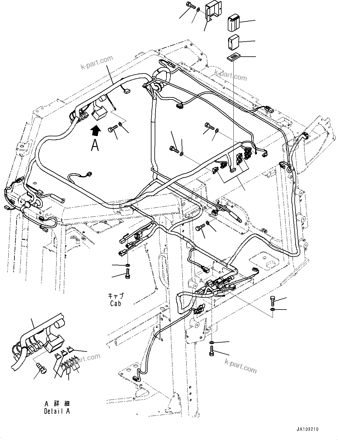 Komatsu parts book diagram for D39PXI-24 S/N 110001-UP: CAB, WIRING HARNESS(#100001-)