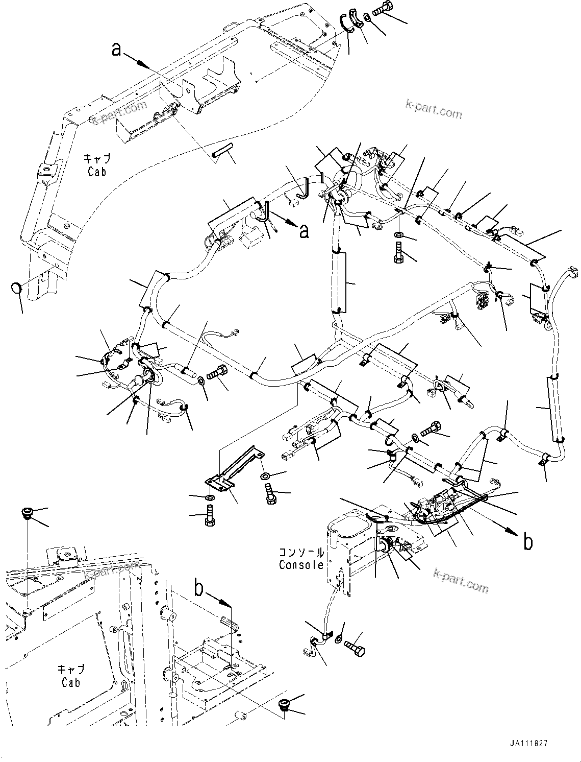 Komatsu parts book diagram for D39PXI-24 S/N 110001-UP: CAB, WIRING HARNESS MOUNTING(#100001-)