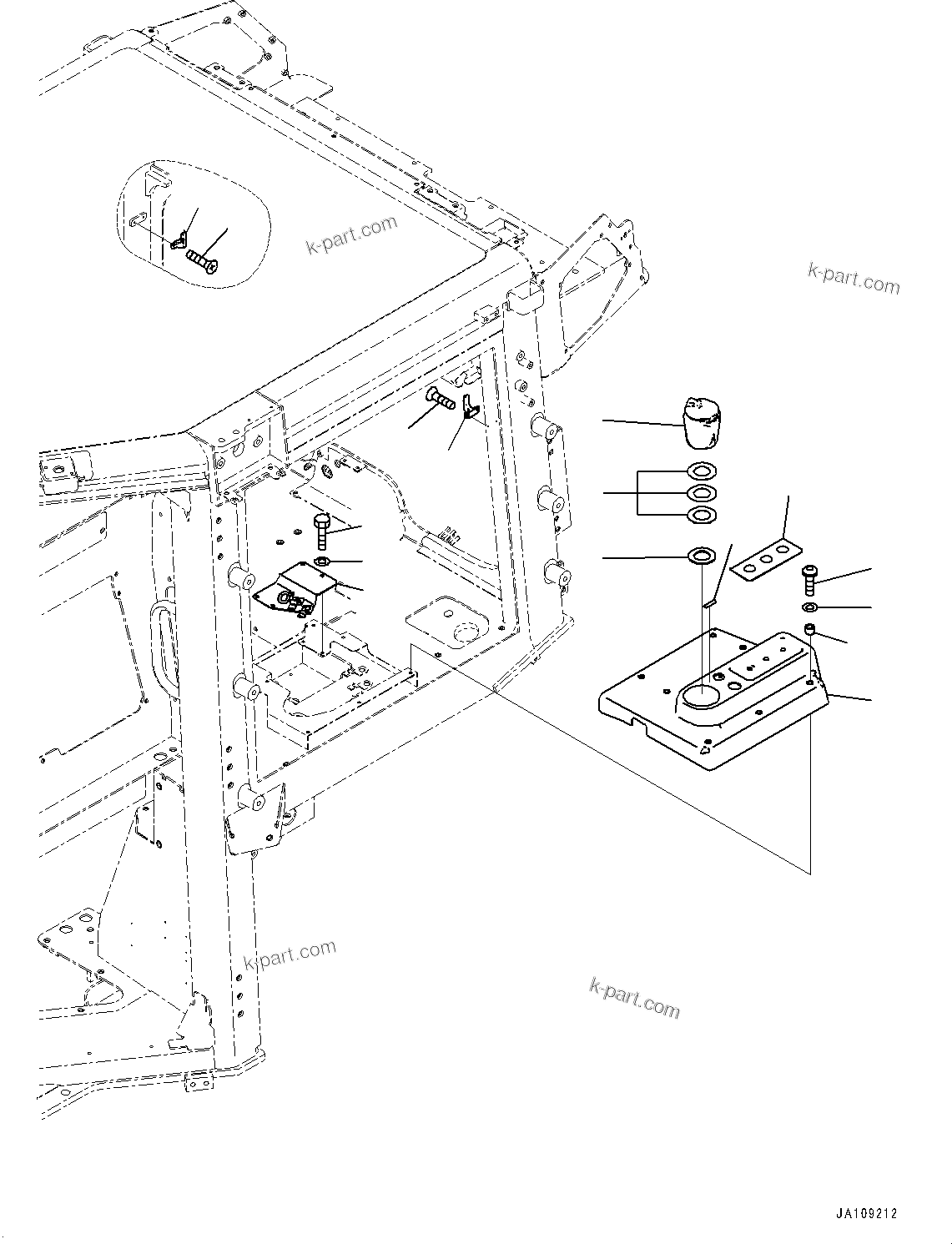 Komatsu parts book diagram for D39PXI-24 S/N 110001-UP: CAB, GARNISH(#100001-)