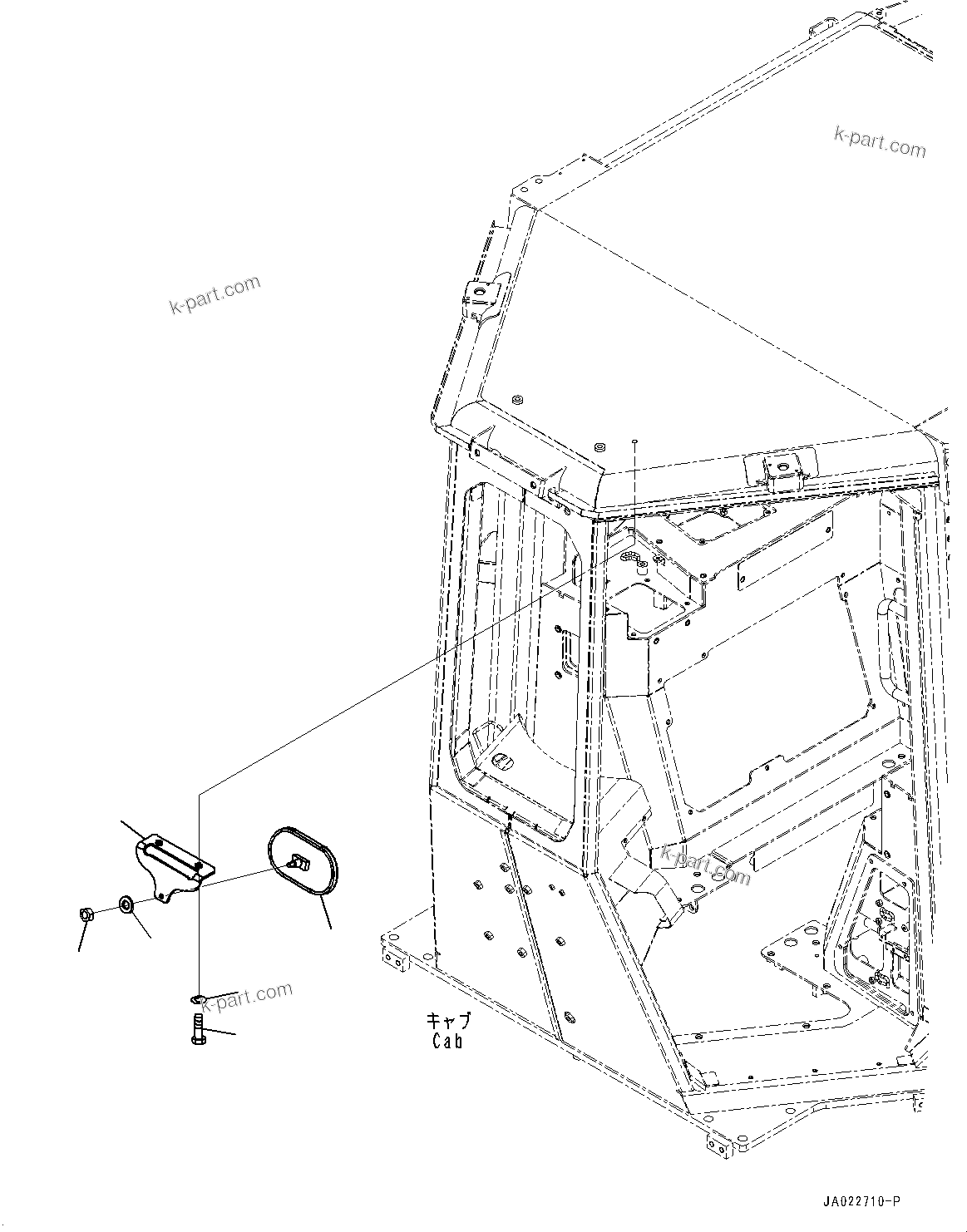 Komatsu parts book diagram for D39PXI-24 S/N 110001-UP: CAB, MIRROR(#100001-)