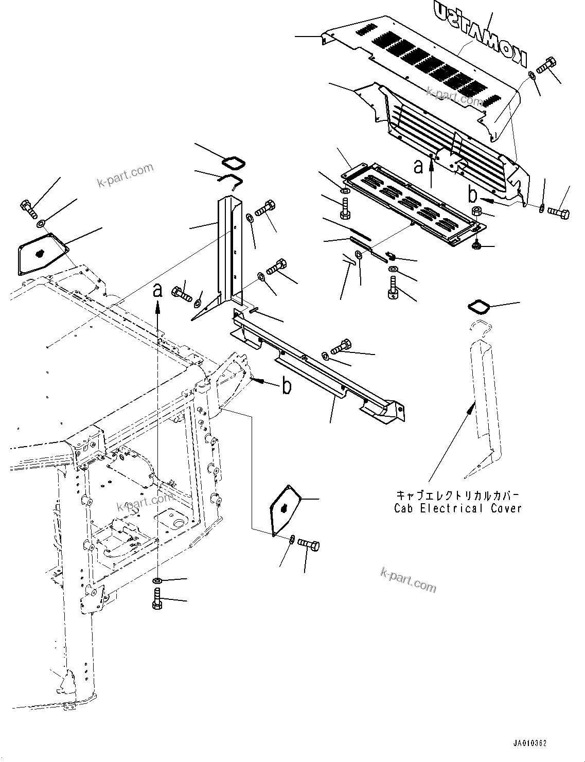 Komatsu parts book diagram for D39PXI-24 S/N 110001-UP: CAB, AIR CONDITIONER COVER(#100001-)