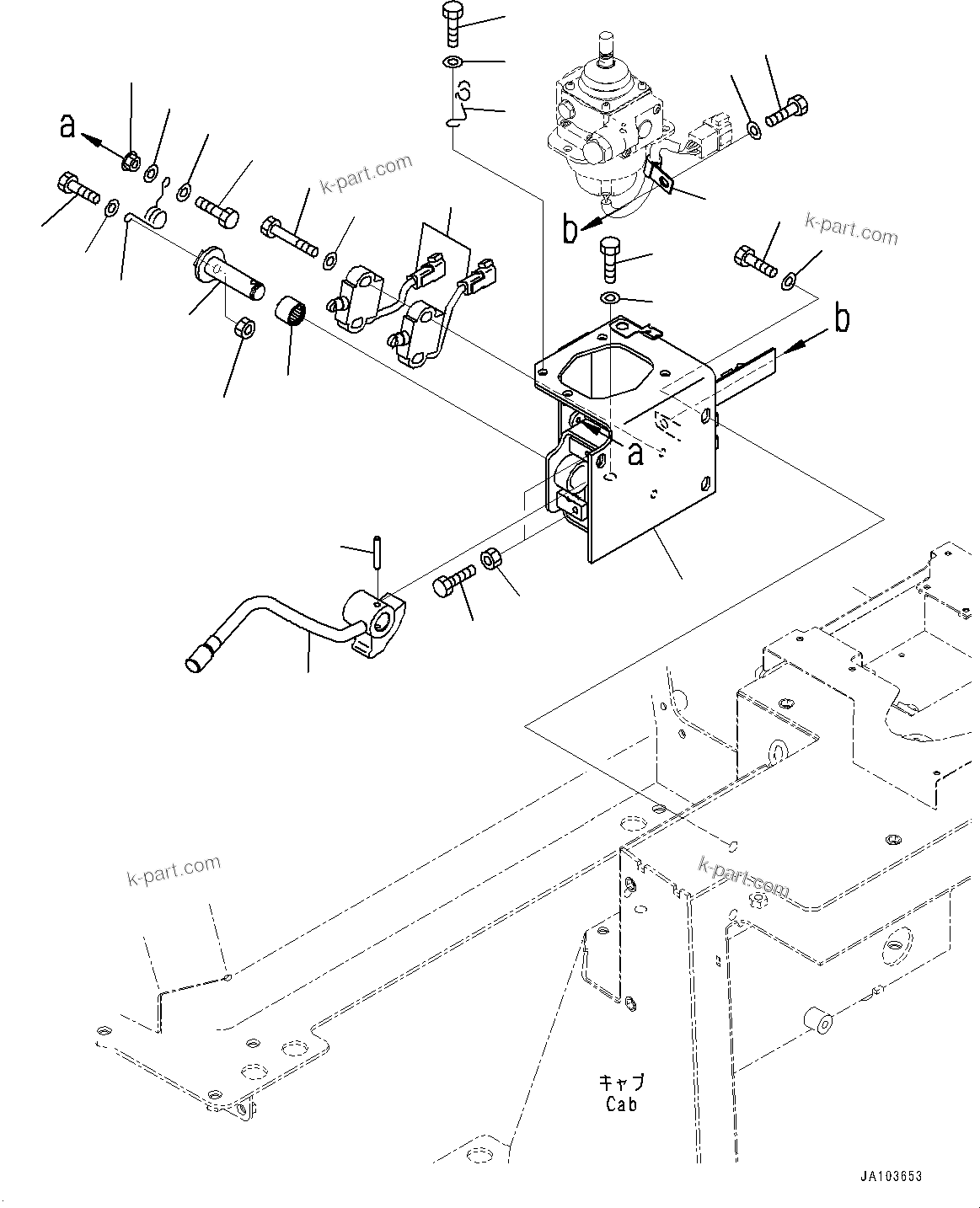 Komatsu parts book diagram for D39PXI-24 S/N 110001-UP: CAB, PARKING BRAKE LEVER(#100001-)