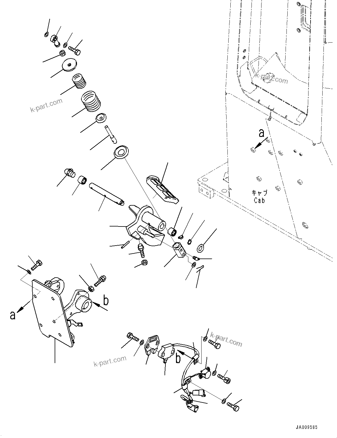 Komatsu parts book diagram for D39PXI-24 S/N 110001-UP: CAB, DECELERATOR/BRAKE PEDAL(#100001-)