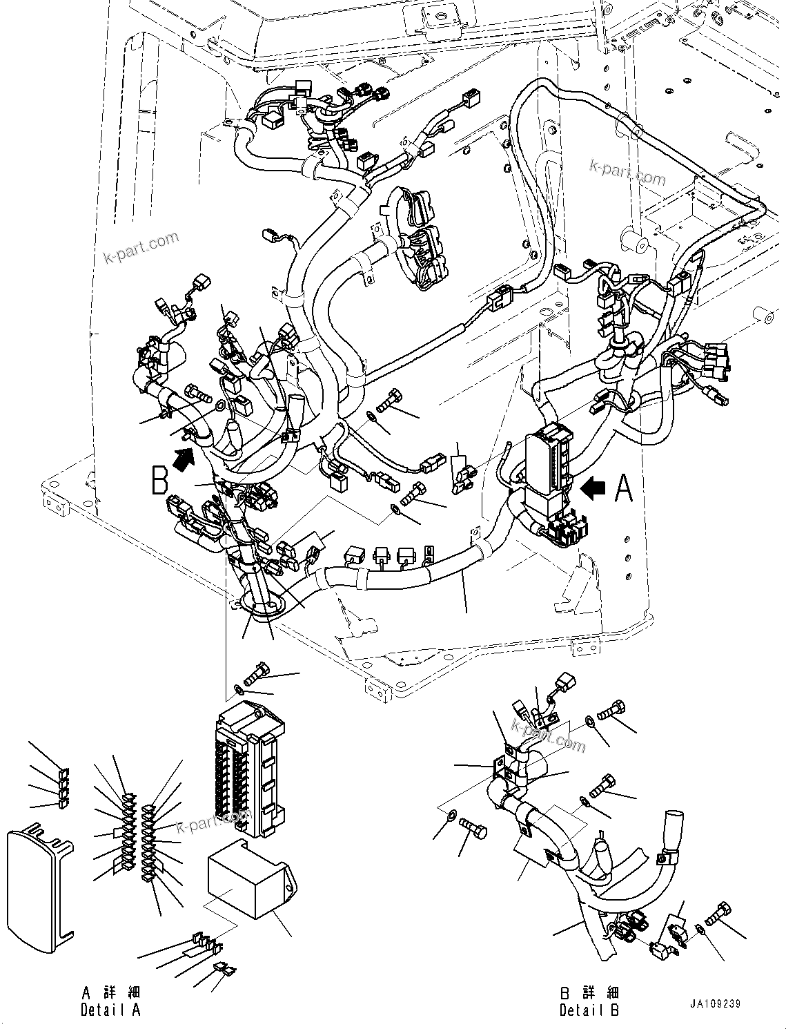 Komatsu parts book diagram for D39PXI-24 S/N 110001-UP: CAB, DASHBOARD WIRING HARNESS(#100001-)