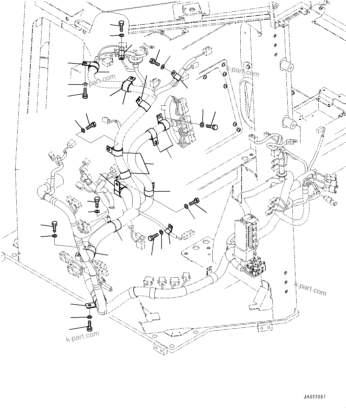 Komatsu parts book diagram for D39PXI-24 S/N 110001-UP: CAB, DASHBOARD WIRING HARNESS MOUNTING (1/2)(#100001-)