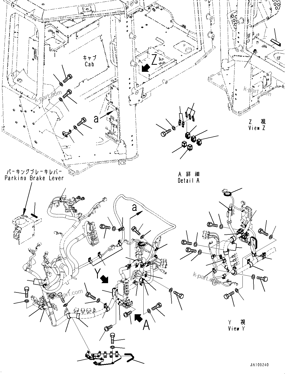 Komatsu parts book diagram for D39PXI-24 S/N 110001-UP: CAB, DASHBOARD WIRING HARNESS MOUNTING (2/2)(#100001-)