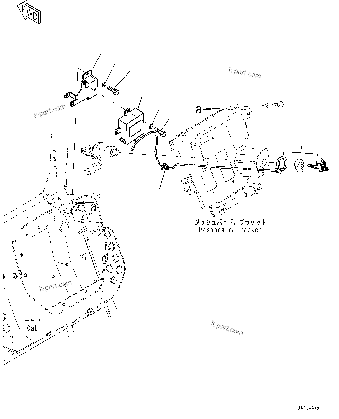 Komatsu parts book diagram for D39PXI-24 S/N 110001-UP: CAB, ID KEY(#100001-)