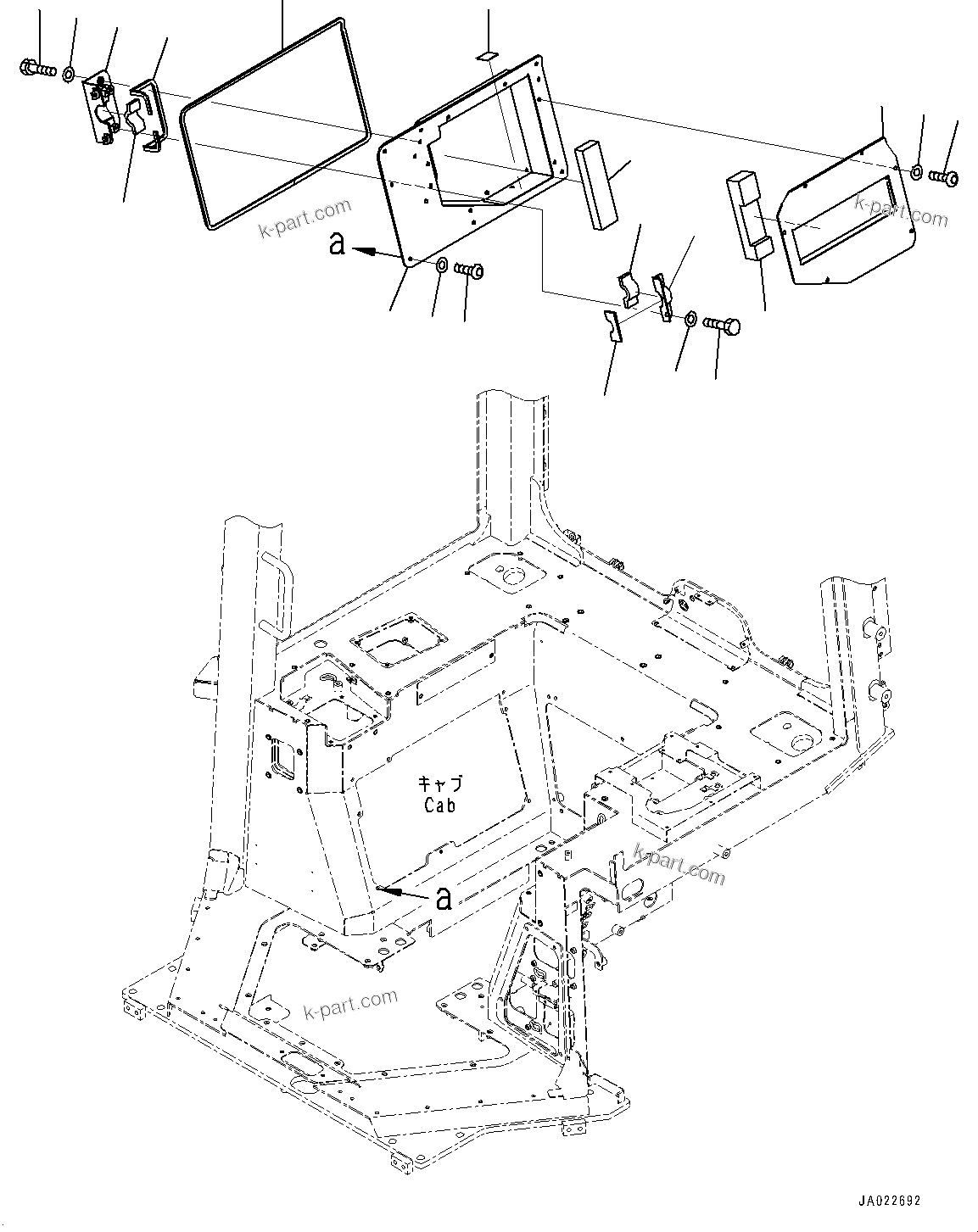 Komatsu parts book diagram for D39PXI-24 S/N 110001-UP: CAB, FLOOR COVER(#100001-)