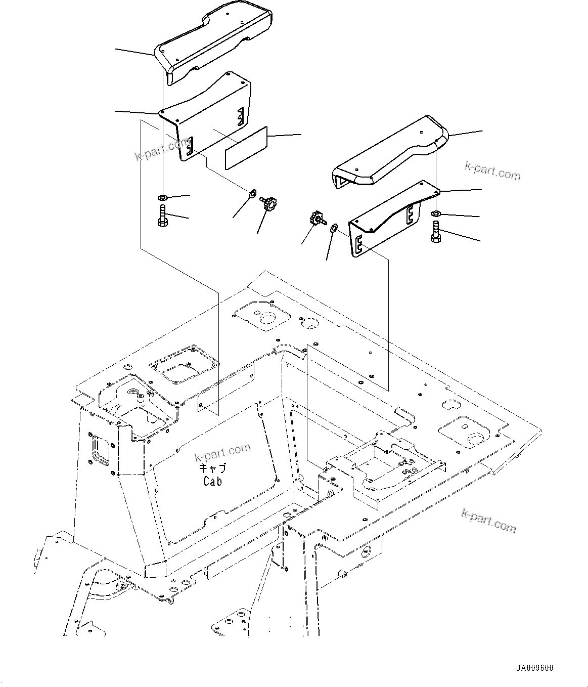 Komatsu parts book diagram for D39PXI-24 S/N 110001-UP: CAB, ARMREST(#100001-)