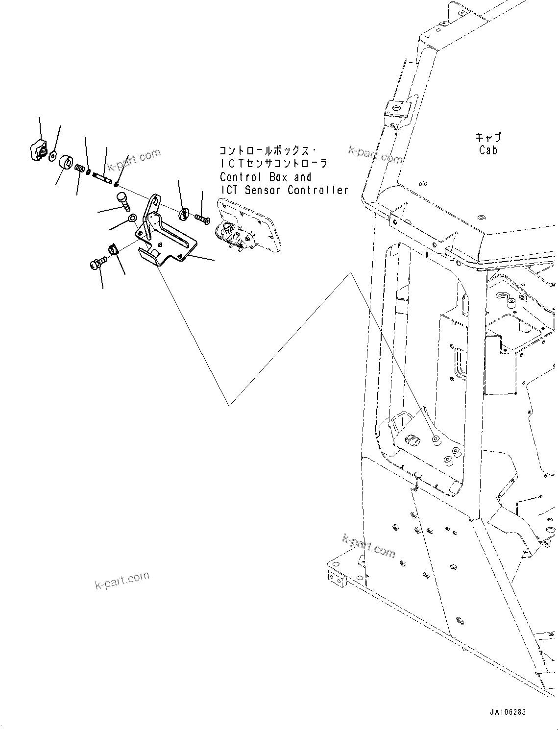 Komatsu parts book diagram for D39PXI-24 S/N 110001-UP: CAB ELECTRICAL UNIT, CONTROL BOX MOUNTING(#100001-)