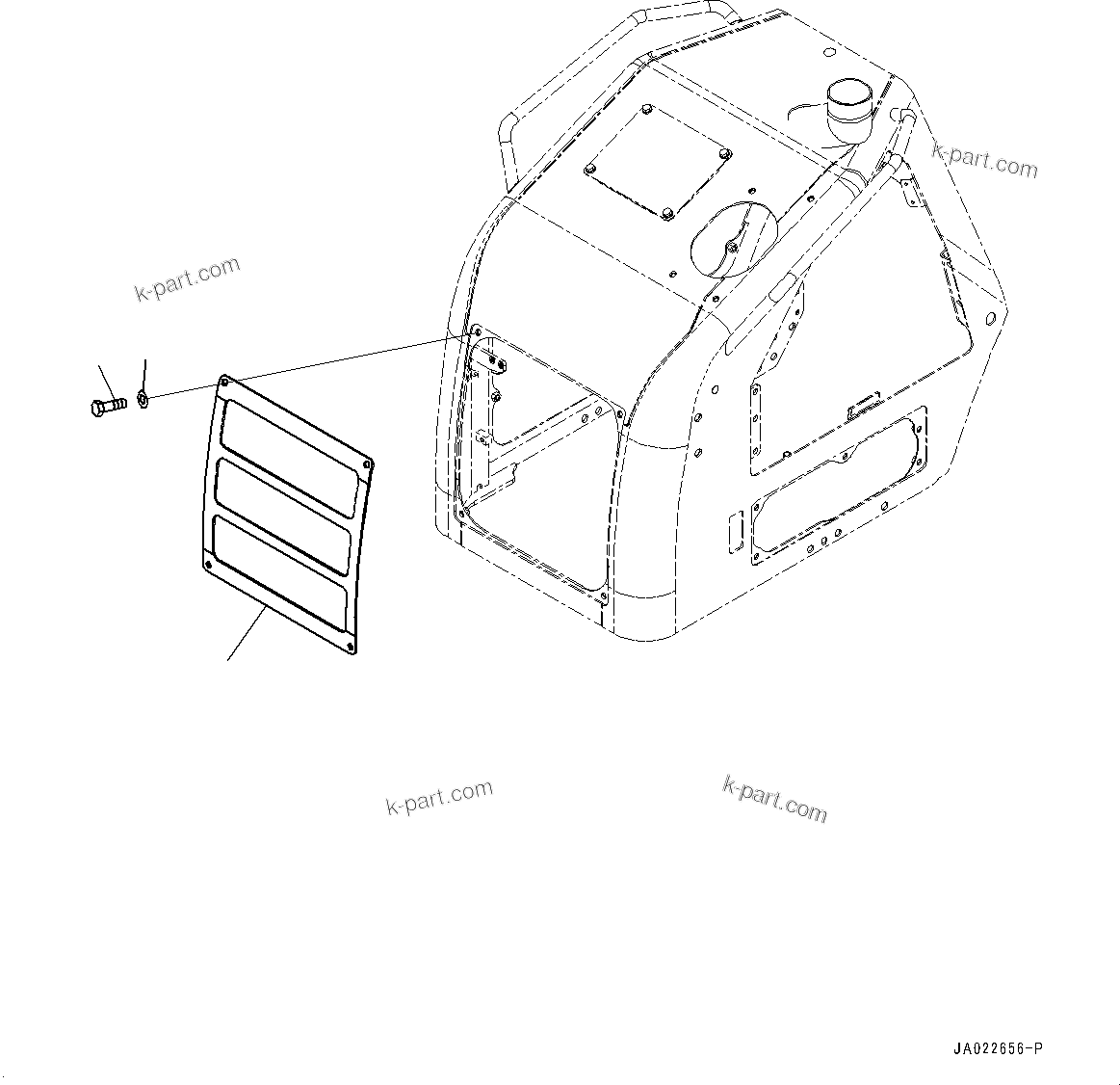 Komatsu parts book diagram for D39PXI-24 S/N 110001-UP: ENGINE HOOD, COVER, FRONT(#95001-)