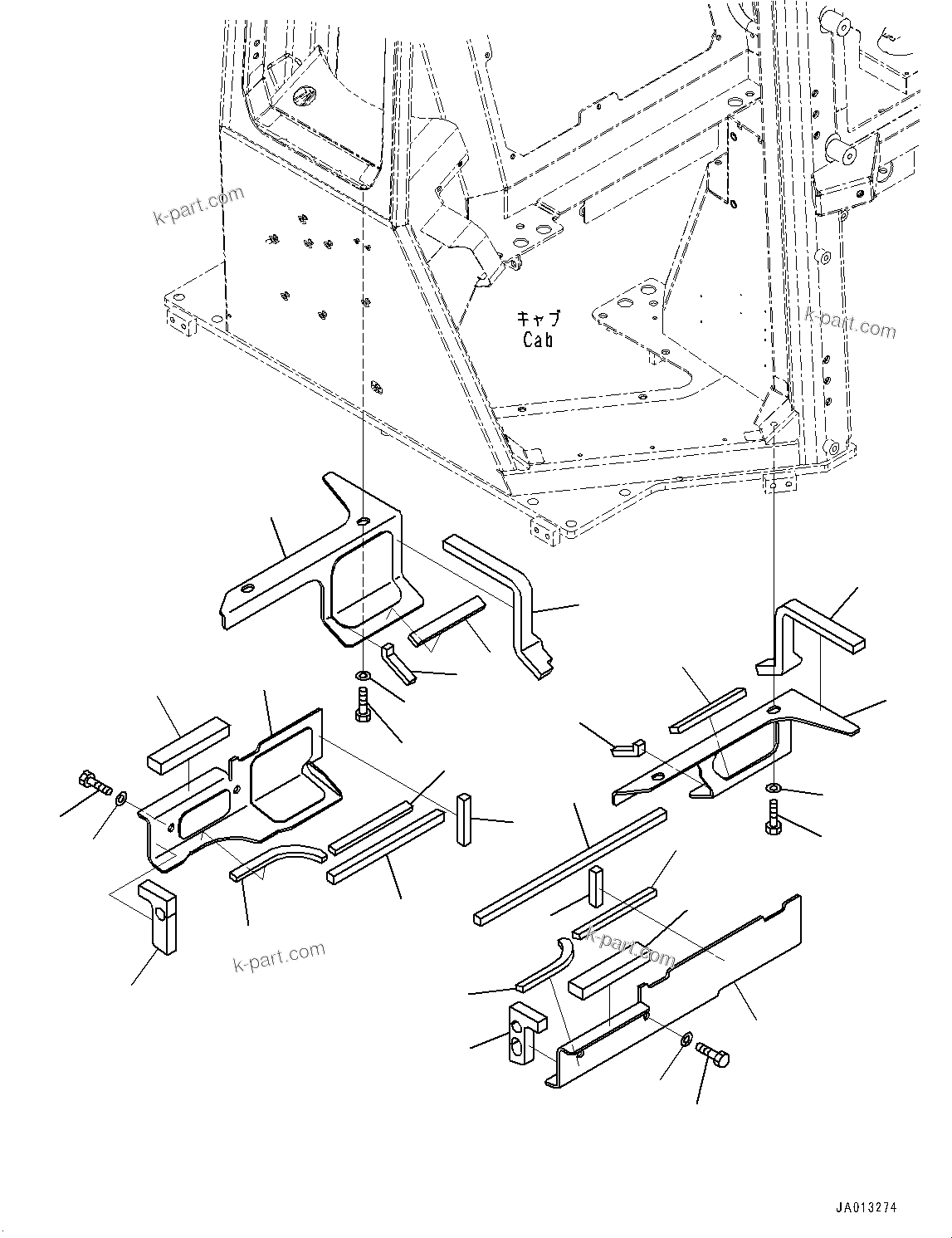 Komatsu parts book diagram for D39PXI-24 S/N 110001-UP: CAB MOUNTING COVER, (#95001-)