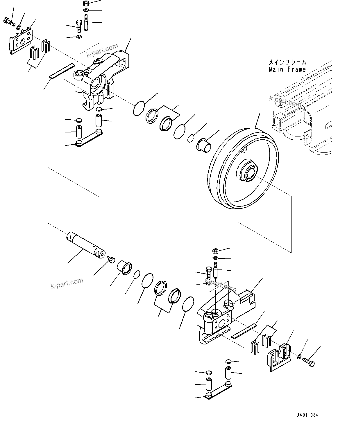 Komatsu parts book diagram for D39PXI-24 S/N 110001-UP: FRONT IDLER, (#96813-)