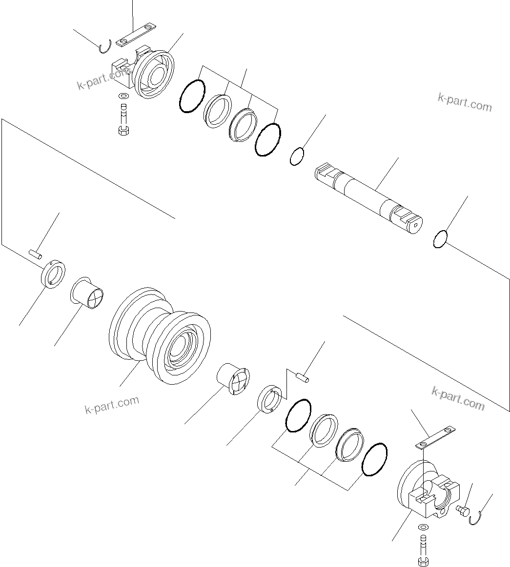 Komatsu parts book diagram for D39PXI-24 S/N 110001-UP: TRACK ROLLER, SINGLE FLANGE(#95474-)