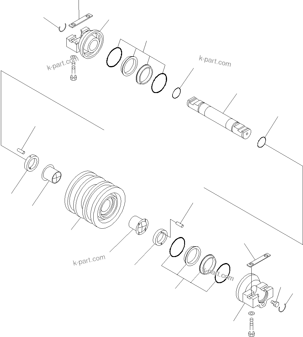 Komatsu parts book diagram for D39PXI-24 S/N 110001-UP: TRACK ROLLER, DOUBLE FLANGE(#95474-)