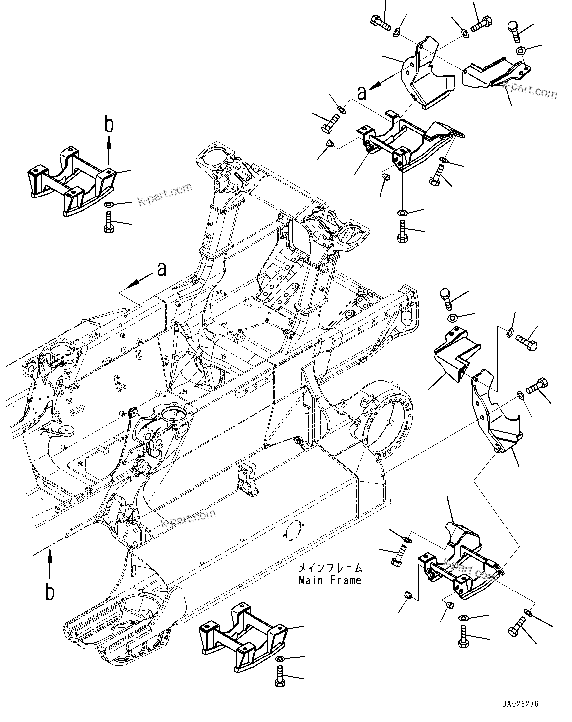 Komatsu parts book diagram for D39PXI-24 S/N 110001-UP: TRACK ROLLER GUARD, (END SECTIONS ROLLER GUARD, PLUS TYPE SHOE)(#95474-)