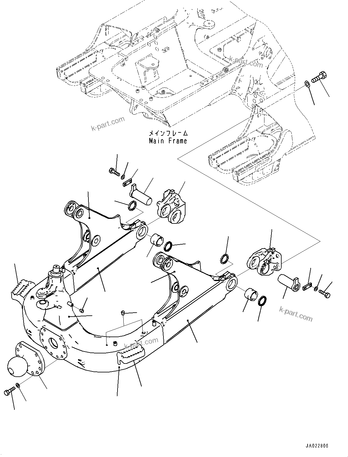 Komatsu parts book diagram for D39PXI-24 S/N 110001-UP: DOZER FRAME, (#95001-)