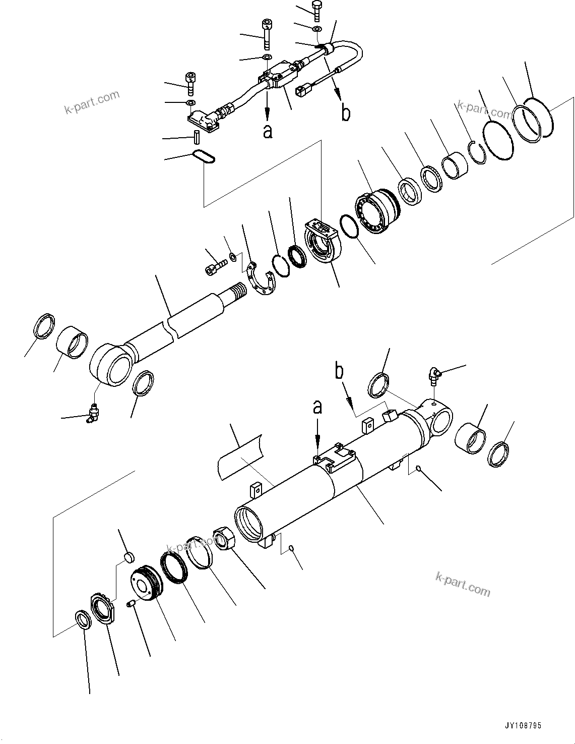 Komatsu parts book diagram for D39PXI-24 S/N 110001-UP: DOZER BLADE LIFT CYLINDER, INNER PARTS, LIFT CYLINDER, R.H.(#100114-)