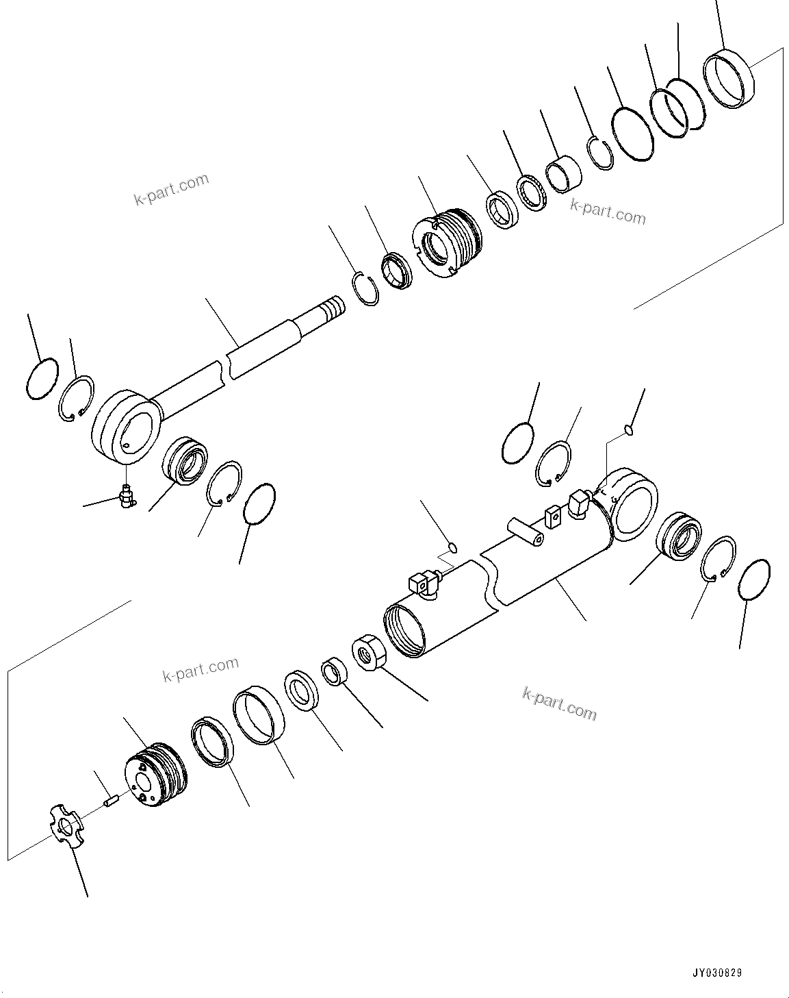 Komatsu parts book diagram for D39PXI-24 S/N 110001-UP: DOZER BLADE ANGLE CYLINDER, INNER PARTS, ANGLE CYLINDER, R.H.(#95001-)