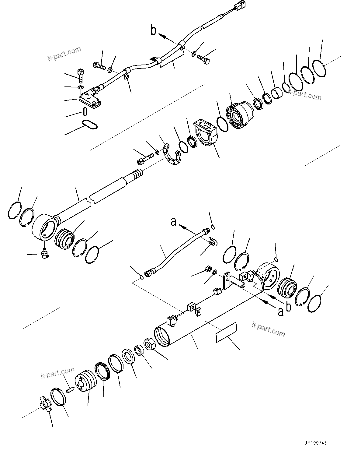 Komatsu parts book diagram for D39PXI-24 S/N 110001-UP: DOZER BLADE ANGLE CYLINDER, INNER PARTS, ANGLE CYLINDER, L.H.(#95001-100666)