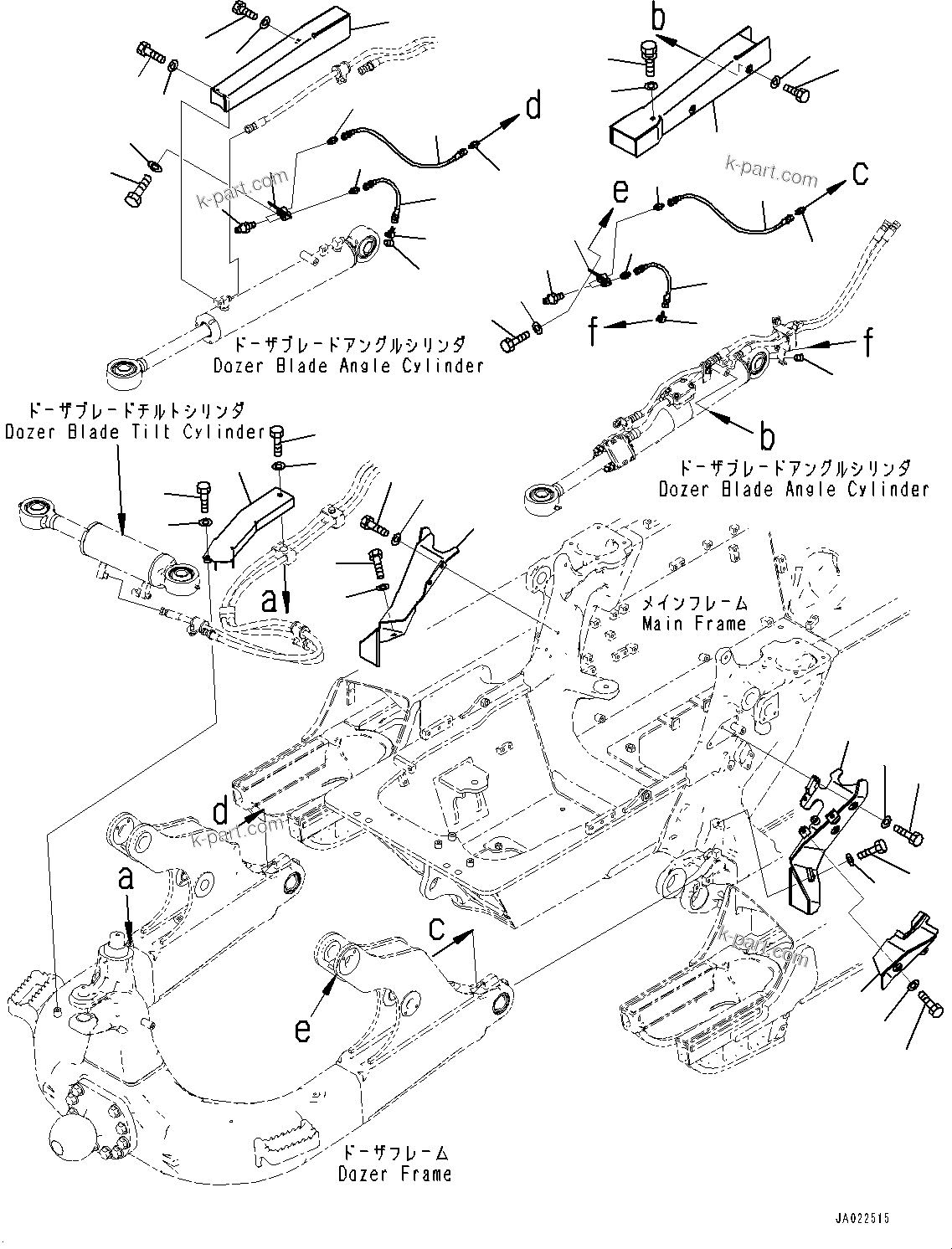 Komatsu parts book diagram for D39PXI-24 S/N 110001-UP: DOZER HYDRAULIC PIPING, COVER(#95001-)