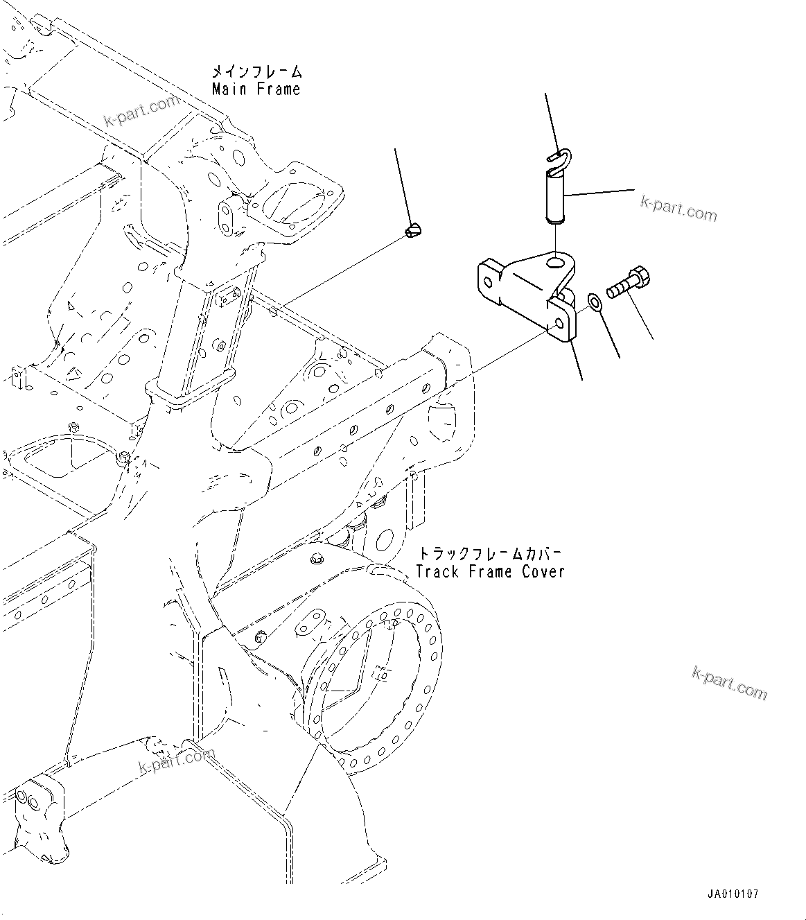 Komatsu parts book diagram for D39PXI-24 S/N 110001-UP: DRAWBAR, (PROVISION FOR REAR 1-ATTACHMENT)(#96459-)