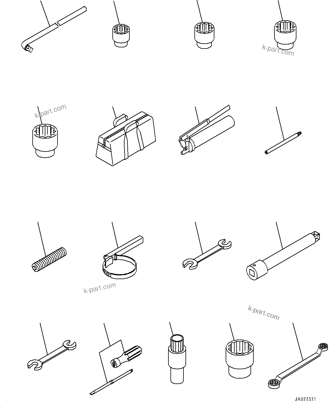 Komatsu parts book diagram for D39PXI-24 S/N 110001-UP: GENERAL TOOL SET, (#95001-)
