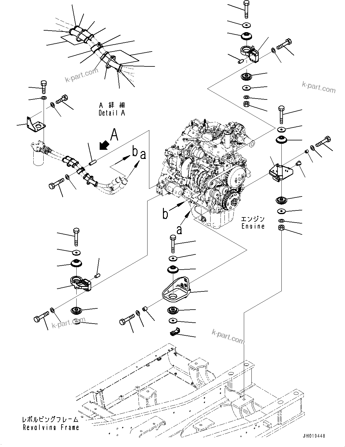 Komatsu parts book diagram for PC170LC-11 S/N 37001-UP: ENGINE MOUNTING, (#35001-)