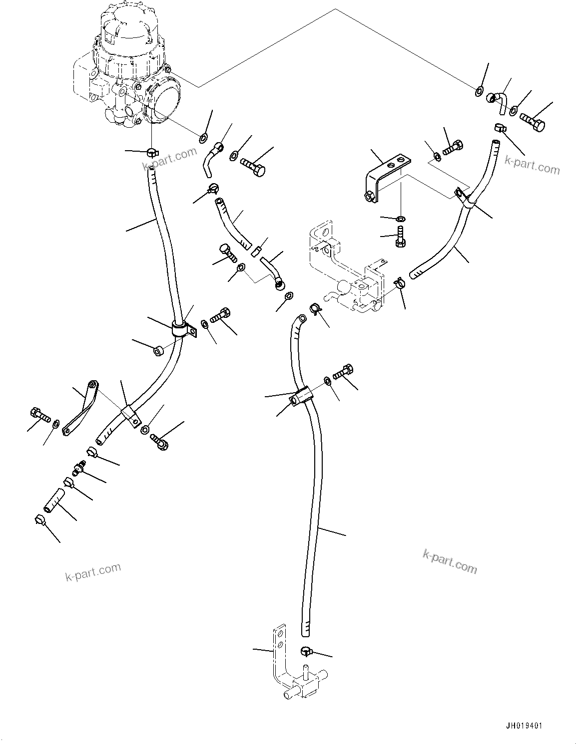 Komatsu parts book diagram for PC170LC-11 S/N 37001-UP: AIR CLEANER, KOMATSU CLOSED CRANKCASE VENTILATION (KCCV) PIPING(#35001-35001)
