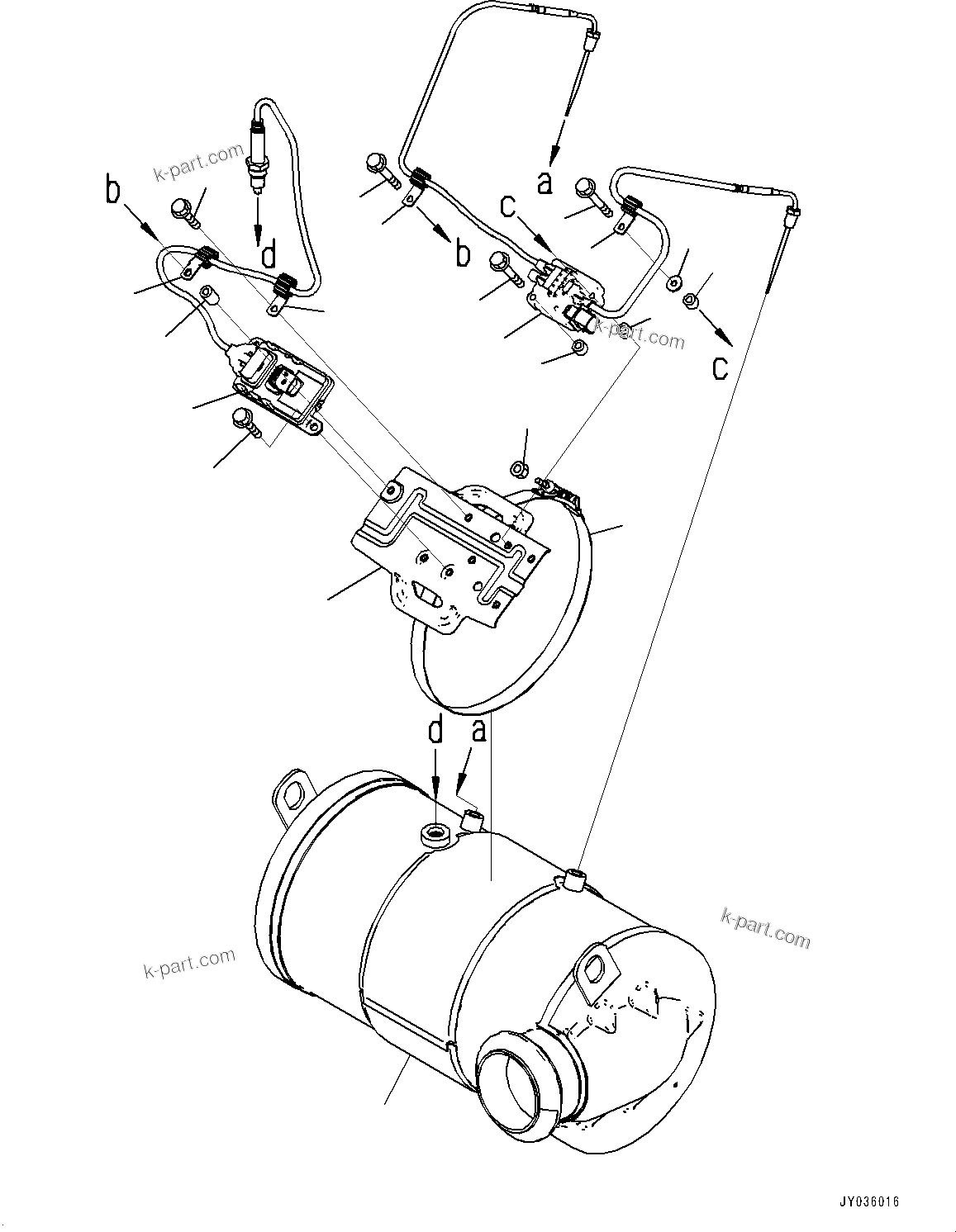 Komatsu parts book diagram for PC170LC-11 S/N 37001-UP: EXHAUST PIPE, INNER PARTS, KOMATSU DIESEL OXIDATION CATALYST (KDOC)(#35001-)