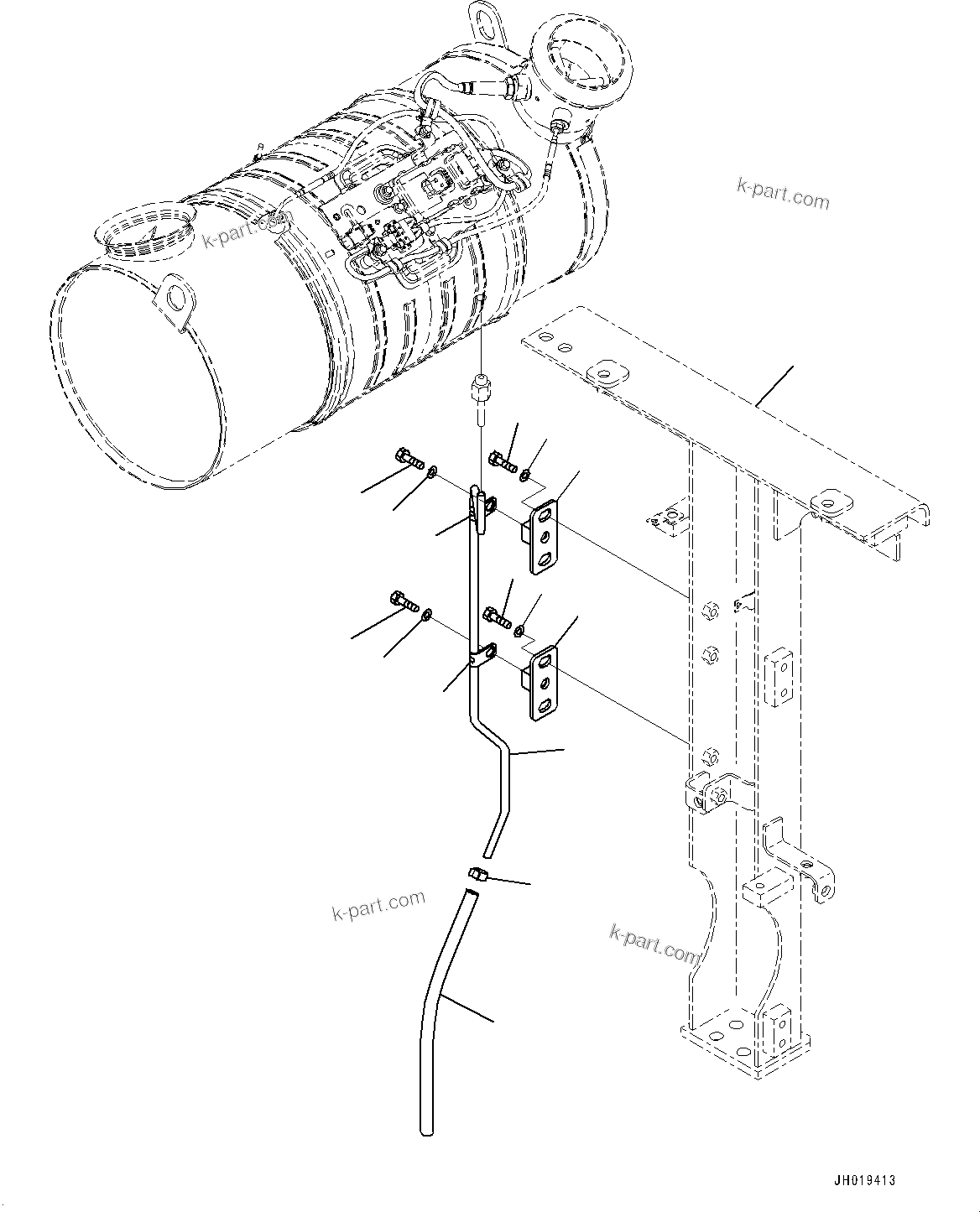 Komatsu parts book diagram for PC170LC-11 S/N 37001-UP: EXHAUST PIPE, DRAIN PIPING(#35001-)