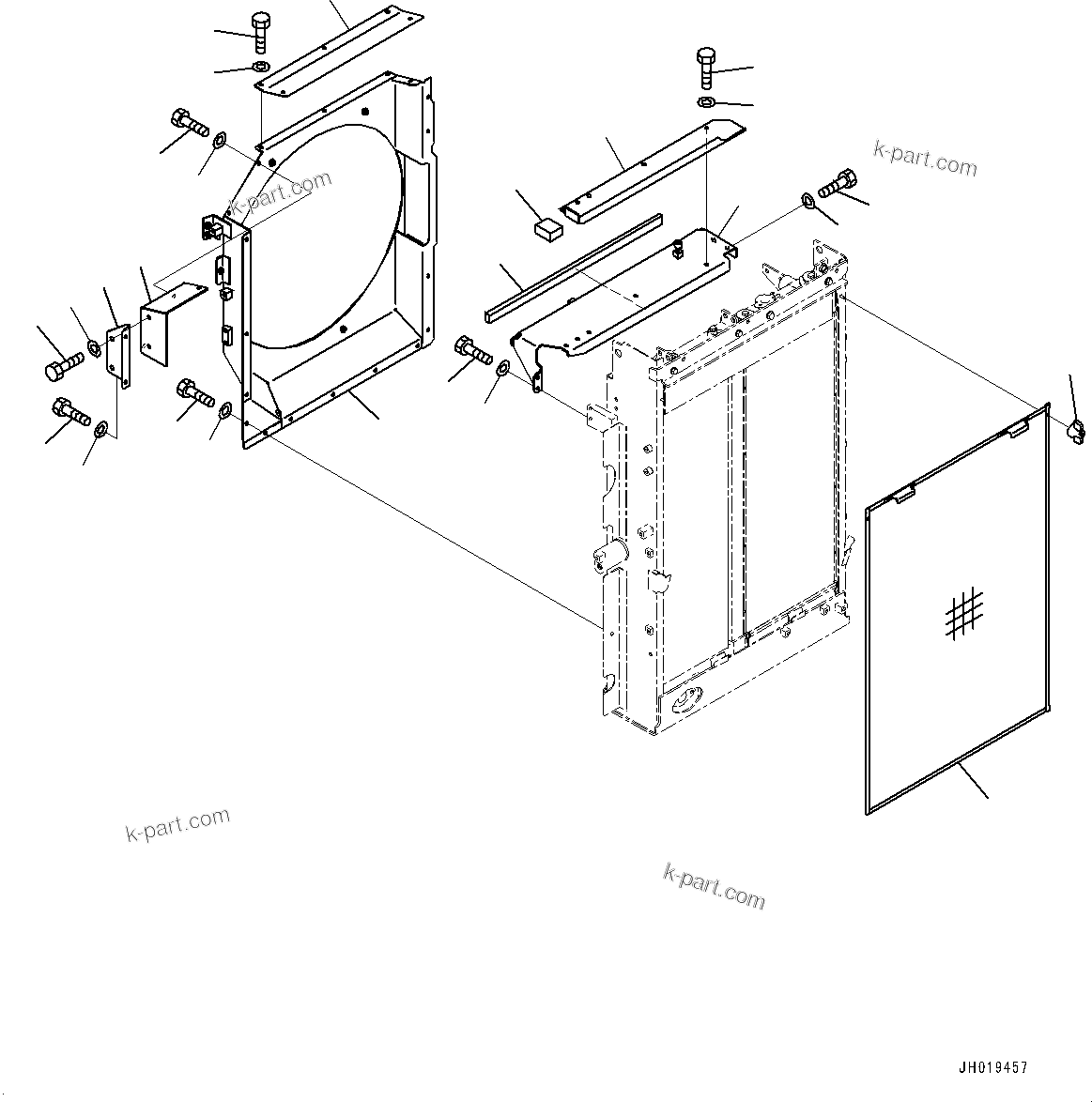 Komatsu parts book diagram for PC170LC-11 S/N 37001-UP: COOLING SYSTEM, NET AND SHROUD(#36307-)