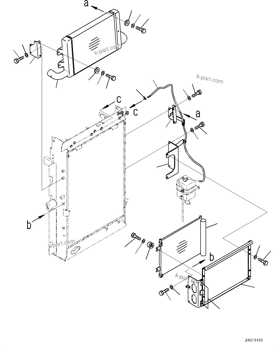 Komatsu parts book diagram for PC170LC-11 S/N 37001-UP: COOLING SYSTEM, AFTERCOOLER AND CONDENSER(#36307-)