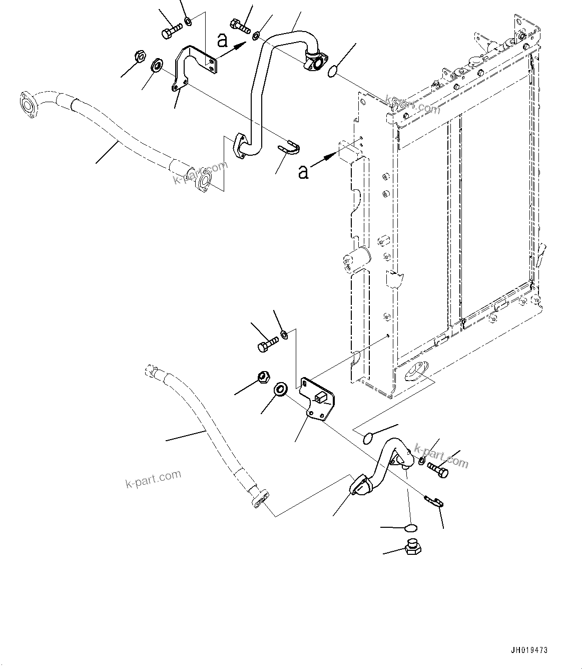 Komatsu parts book diagram for PC170LC-11 S/N 37001-UP: COOLING SYSTEM, OIL COOLER PIPING(#36307-)