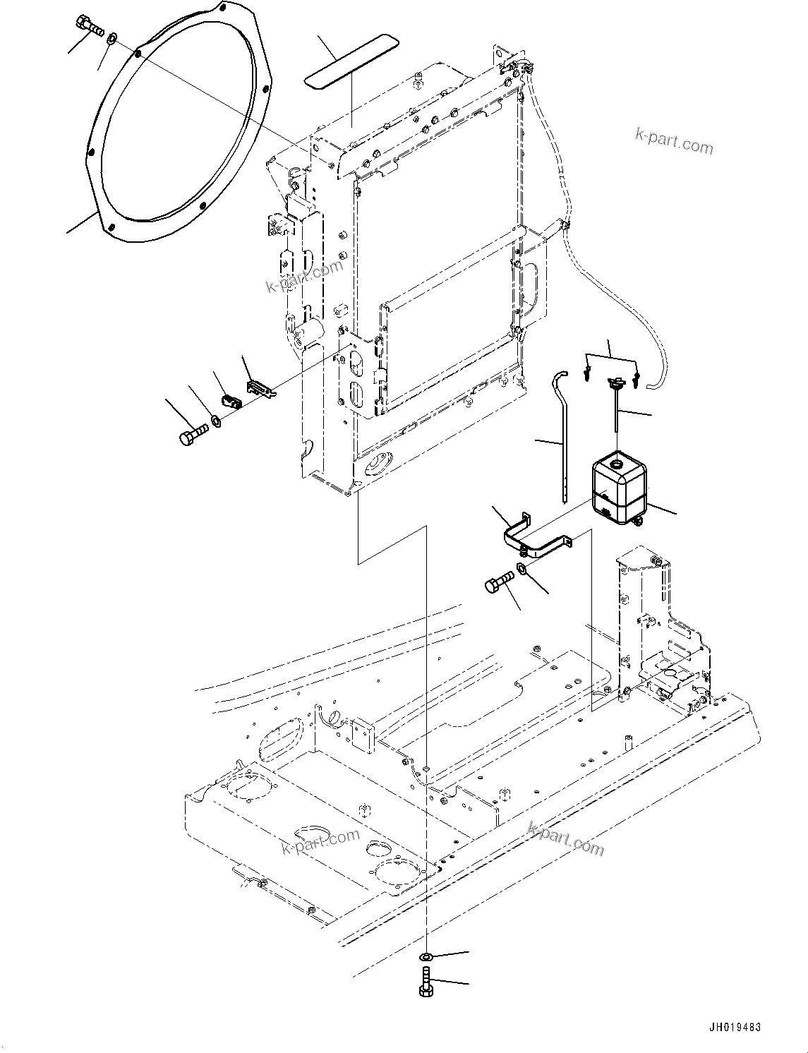 Komatsu parts book diagram for PC170LC-11 S/N 37001-UP: COOLING SYSTEM, RESERVOIR TANK(#36307-)