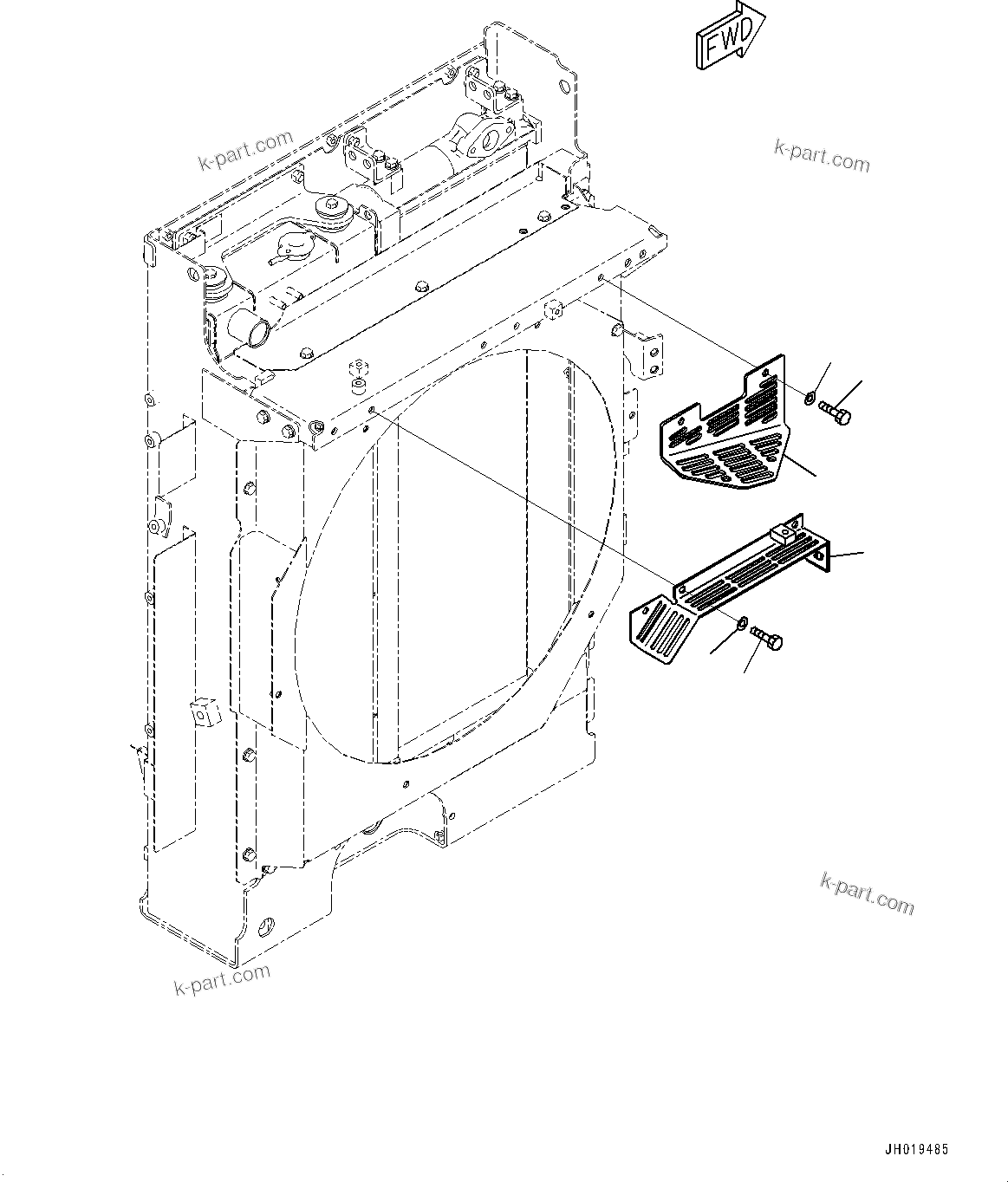Komatsu parts book diagram for PC170LC-11 S/N 37001-UP: COOLING SYSTEM, GUARD(#36307-)