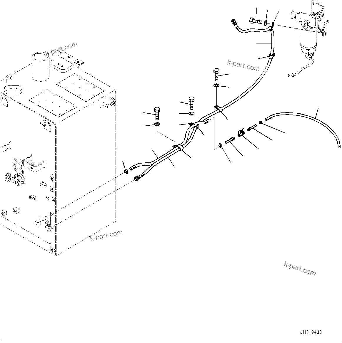 Komatsu parts book diagram for PC170LC-11 S/N 37001-UP: FUEL PIPING, REMOTE DRAIN(#35001-)