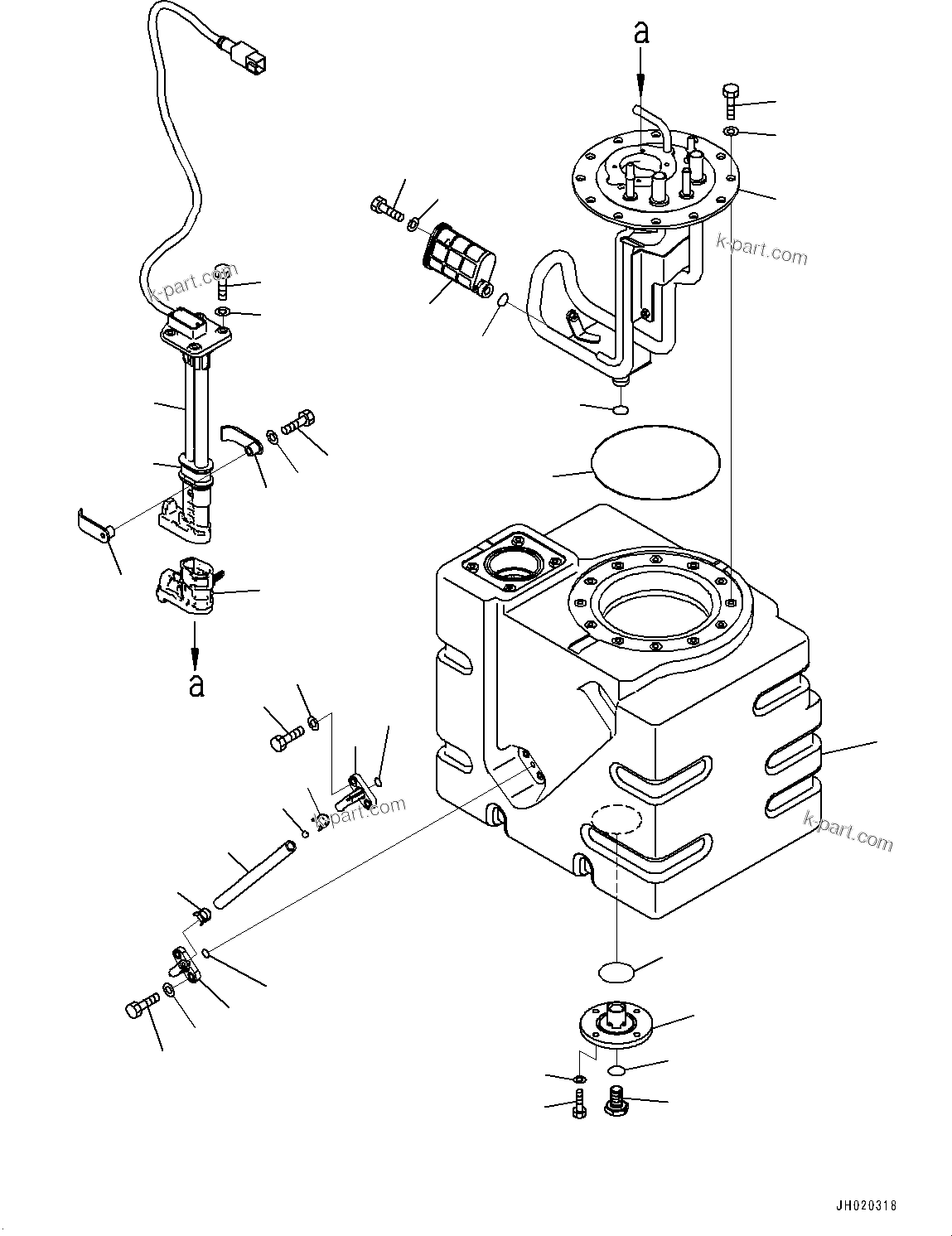 Komatsu parts book diagram for PC170LC-11 S/N 37001-UP: DEF TANK, TANK AND SENSOR(#35001-36797)