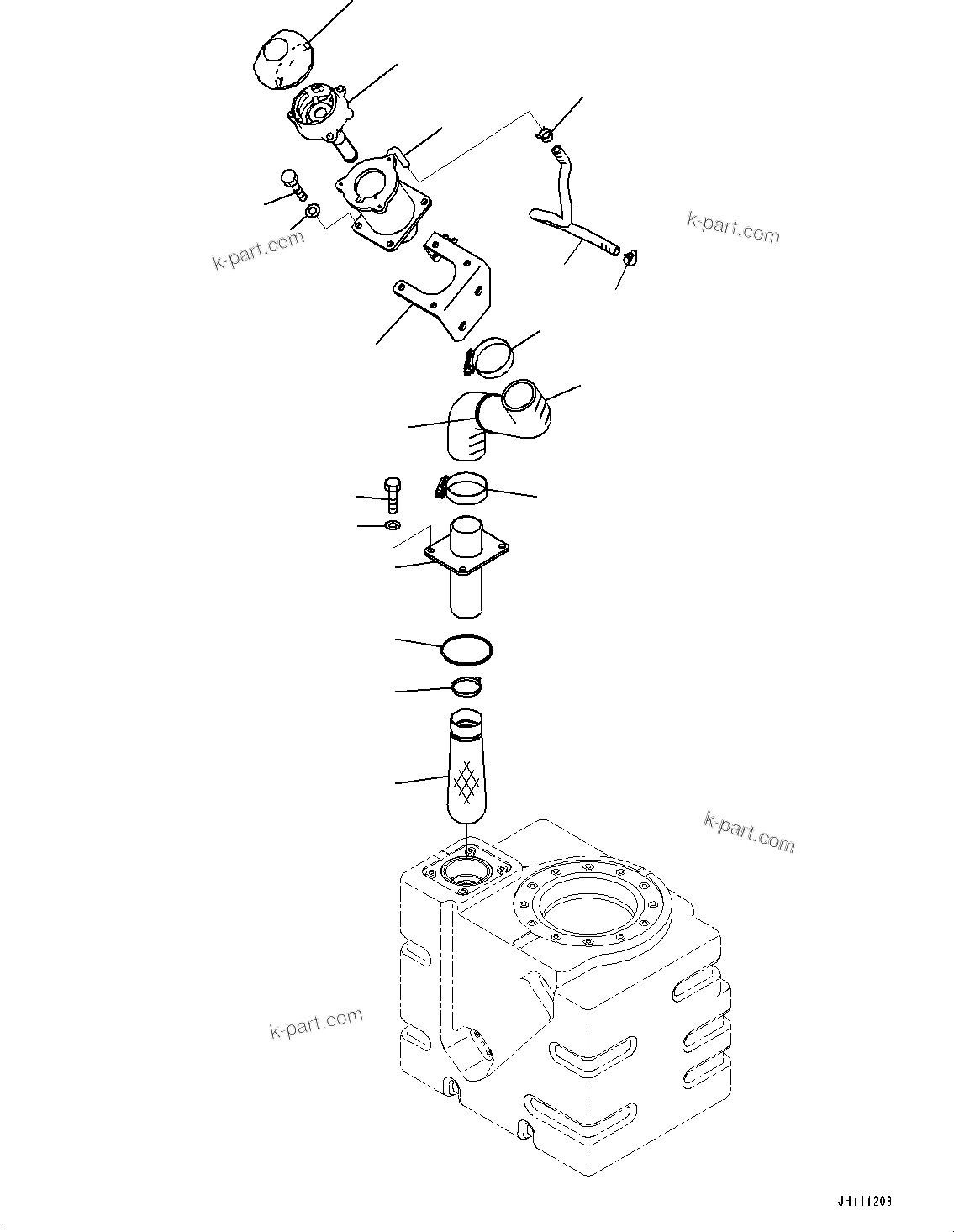 Komatsu parts book diagram for PC170LC-11 S/N 37001-UP: DEF TANK, SUCTION TUBE(#35385-35880)