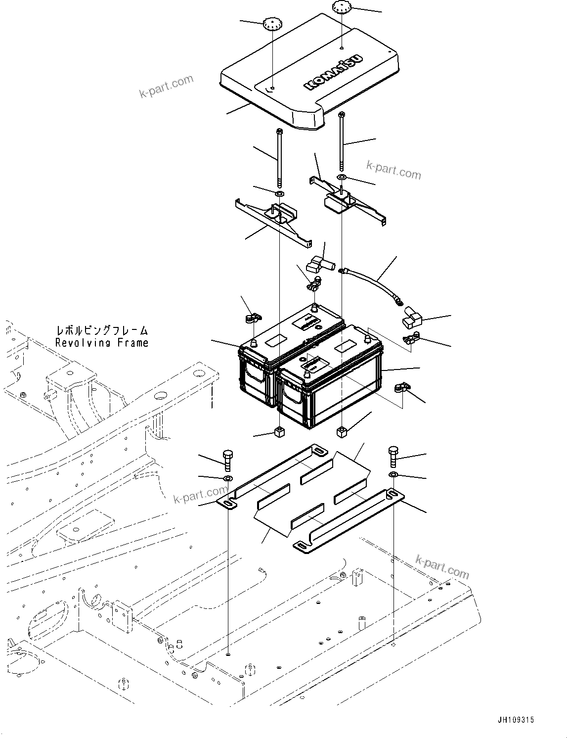 Komatsu parts book diagram for PC170LC-11 S/N 37001-UP: BATTERY, (#35001-36799)
