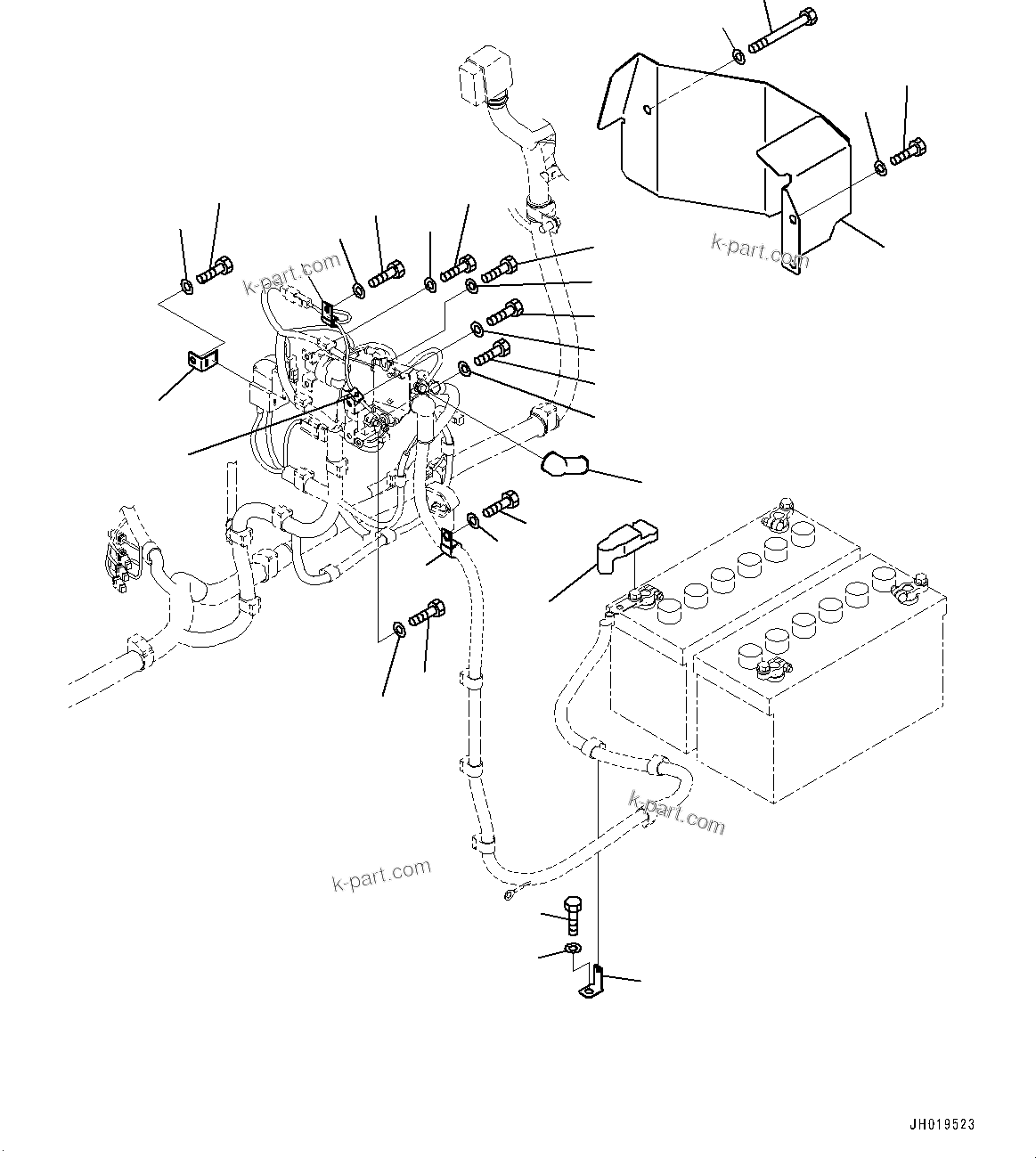 Komatsu parts book diagram for PC170LC-11 S/N 37001-UP: ELECTRIC WIRING HARNESS, STARTING WIRING HARNESS CLAMP(#35001-)