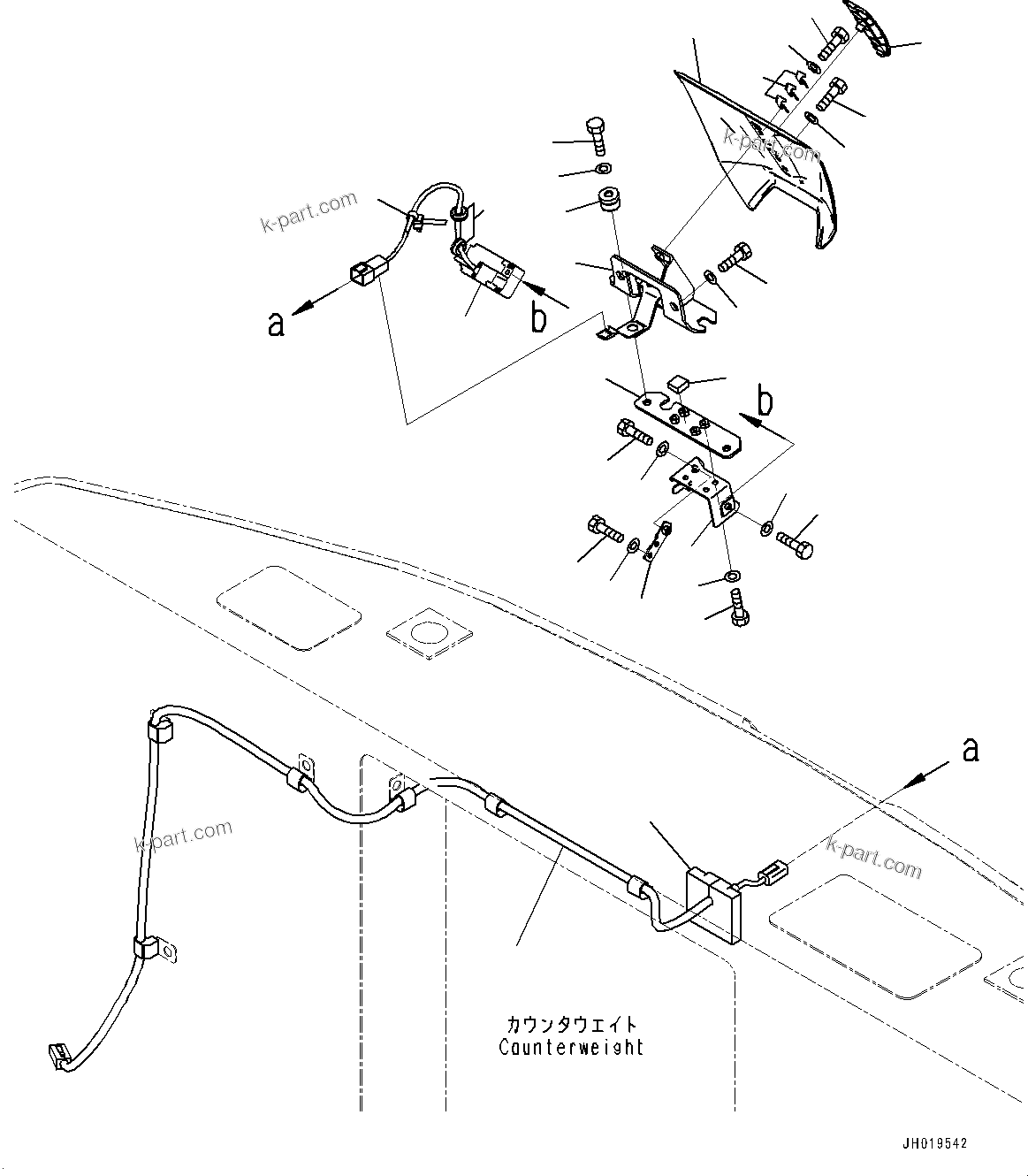 Komatsu parts book diagram for PC170LC-11 S/N 37001-UP: REARVIEW CAMERA, CENTER(#35001-)