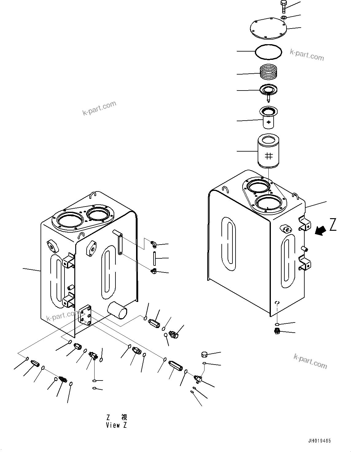 Komatsu parts book diagram for PC170LC-11 S/N 37001-UP: HYDRAULIC TANK, TANK(#37001-)